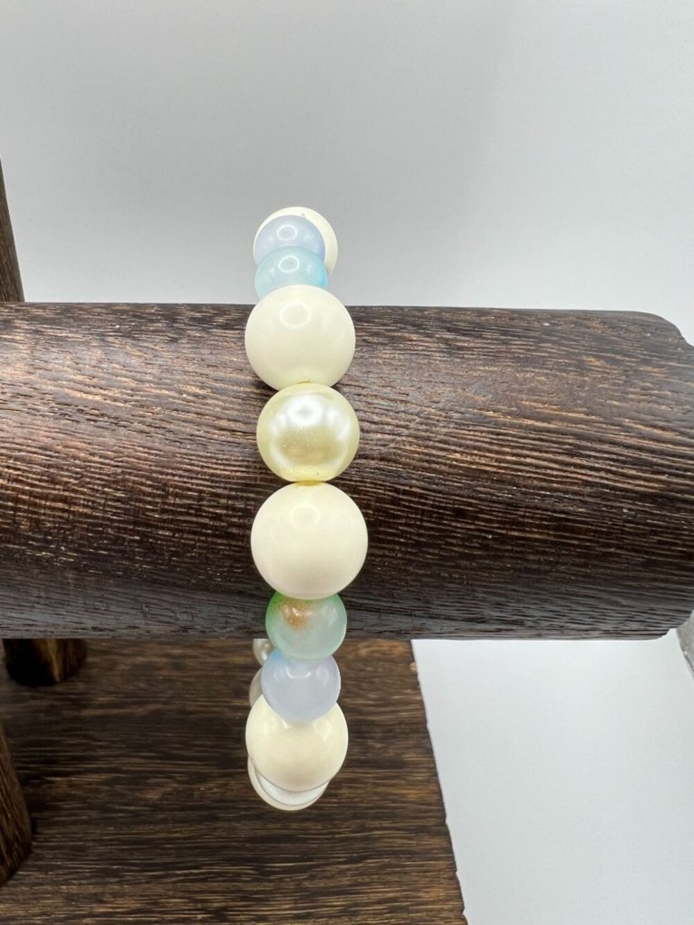Colorful Beaded Stretch Bracelet With Pearl & Pastel Accents